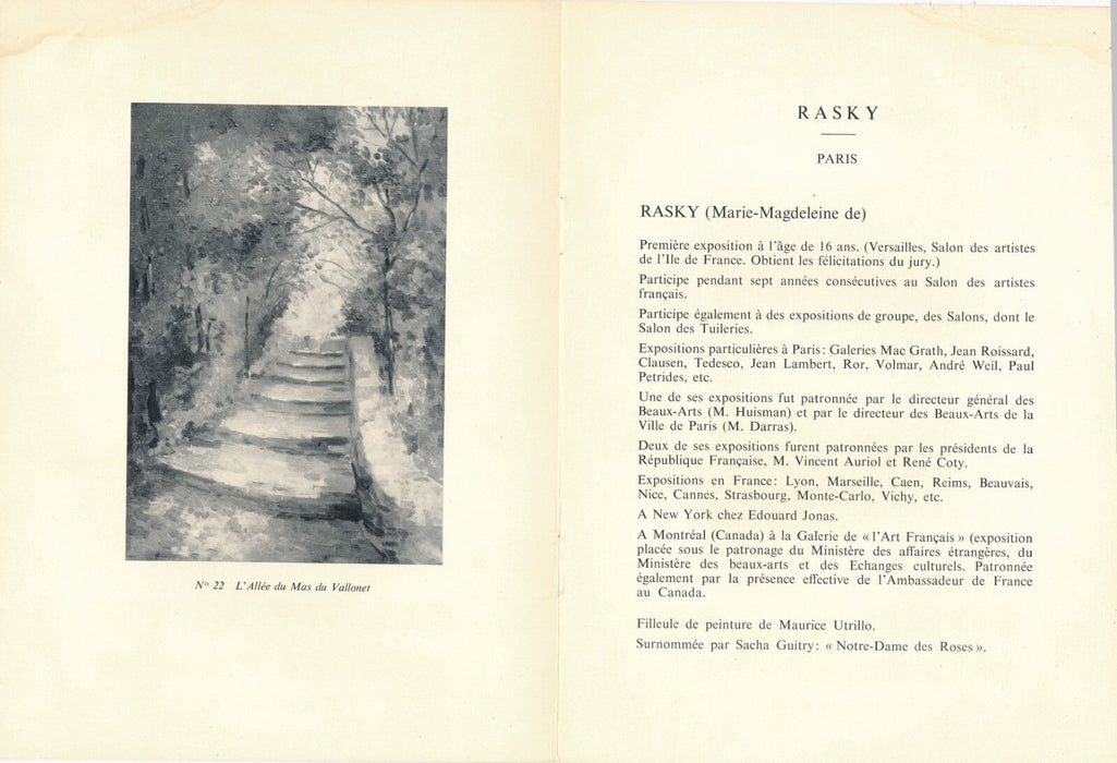 RASKY peintre brochure exposition galerie Motte Genève