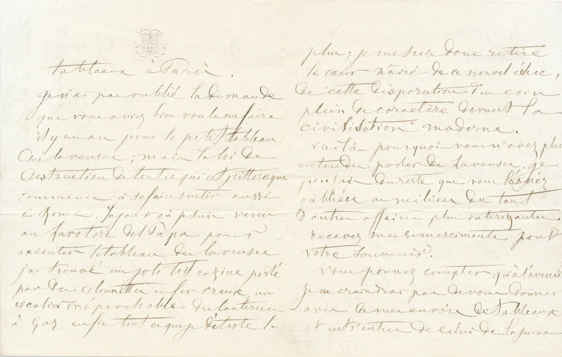 Ernest HÉBERT à Goupil marchand toile vente Gérôme lettre autographe signée