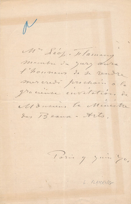 A. FLAMENG 1 lettre autographe signée 4 carte de visite Alliance Arts Cercle