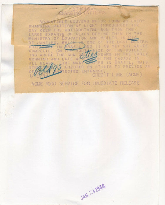 Architecture Rio Janeiro moderne 1943 photographie argentique époque