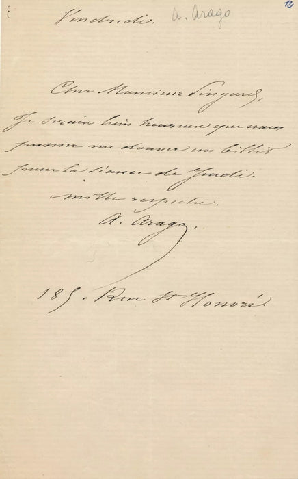 Alfred ARAGO peintre 3 lettres autographes signées Dubufe Rousseau