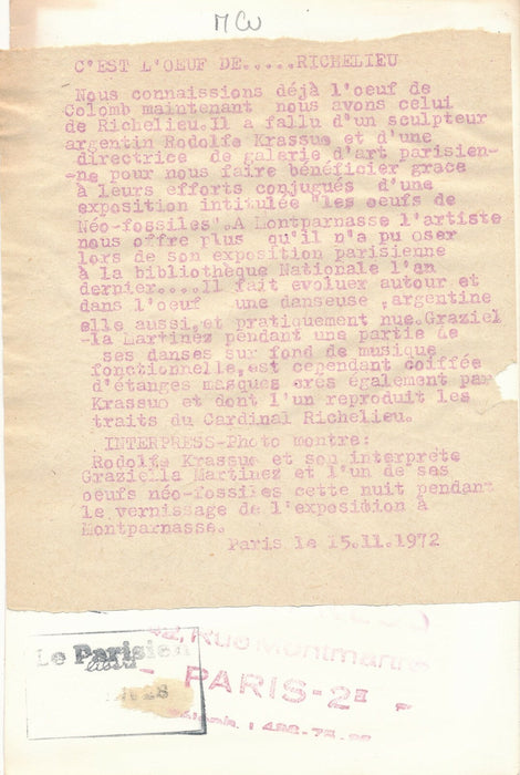 KRASNO Performance Salon Automne 2 photos photographie 1972 Graziella Martinez