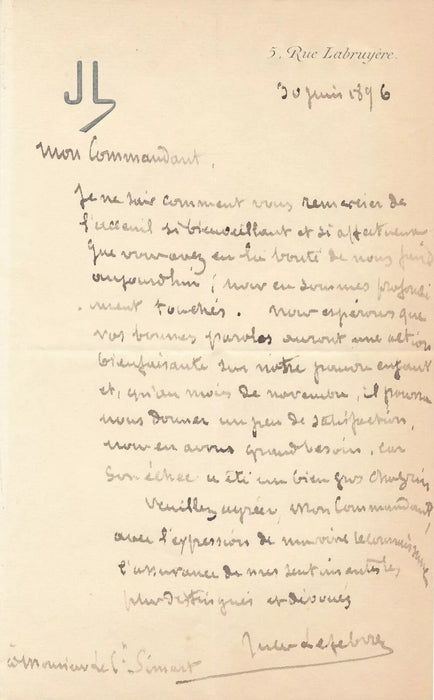 Jules LEFEBVRE peintre 5 lettres autographes signées écriture tradition son fils