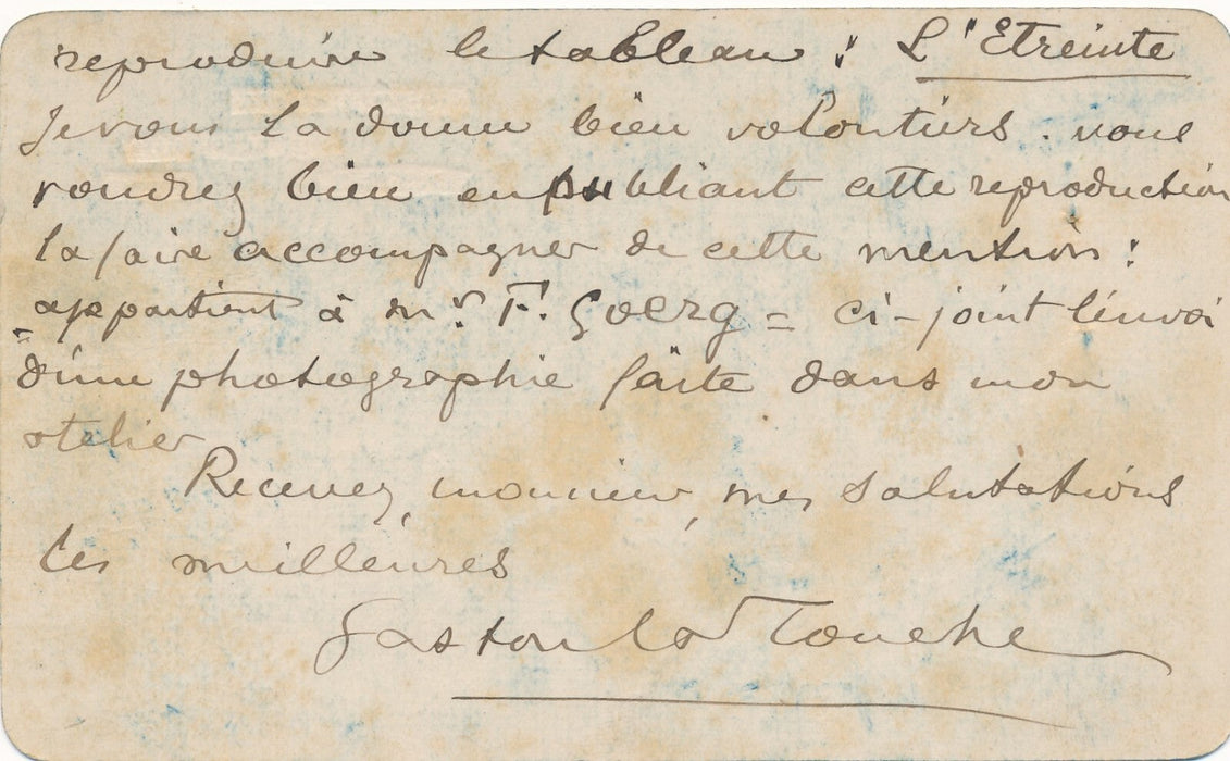 peintre Gaston La Touche 1 lettre autographe signée 2 cartes Alfred Roll Goerg