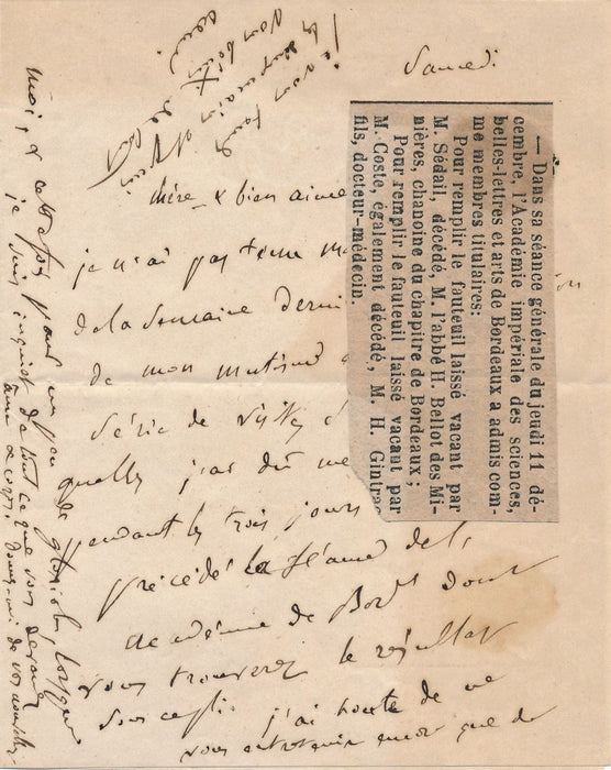 Religion Abbé Henri Bellot des Minières Bordeaux 3 lettres autographes signées