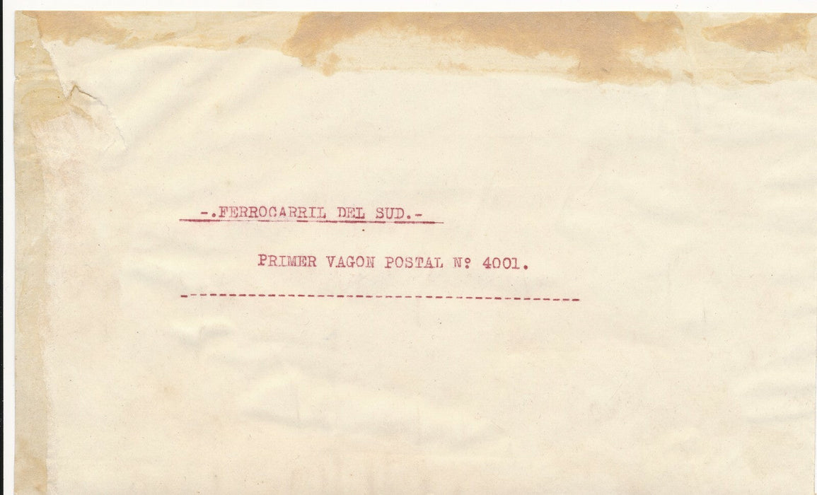Ferrocarril del Sud premier wagon postal train photo photographie cyanotype
