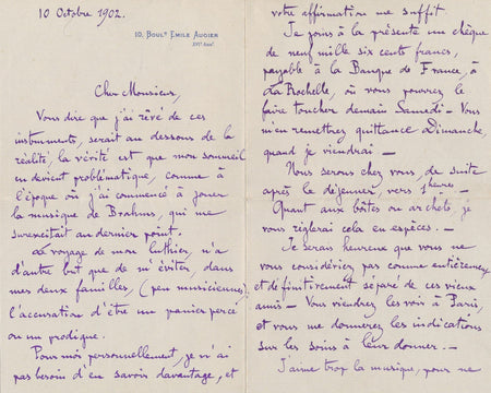 Stradivarius Marcel DELMAS 2 lettres Eugène Lévêque collectionneur musique 1902