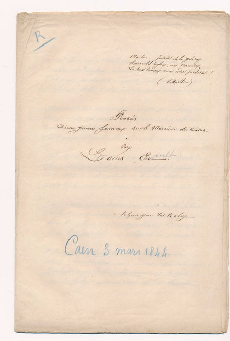 Manuscrit 1 texte de jeunesse 1844 Louis Enault (1824-1900) romancier 