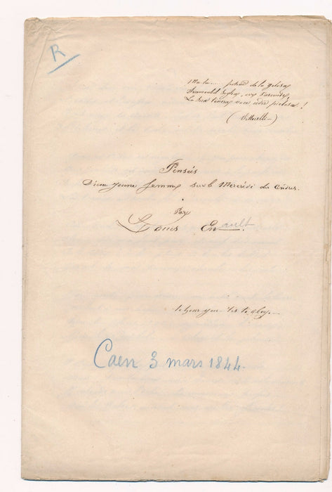 Manuscrit 1 texte de jeunesse 1844 Louis Enault (1824-1900) romancier 