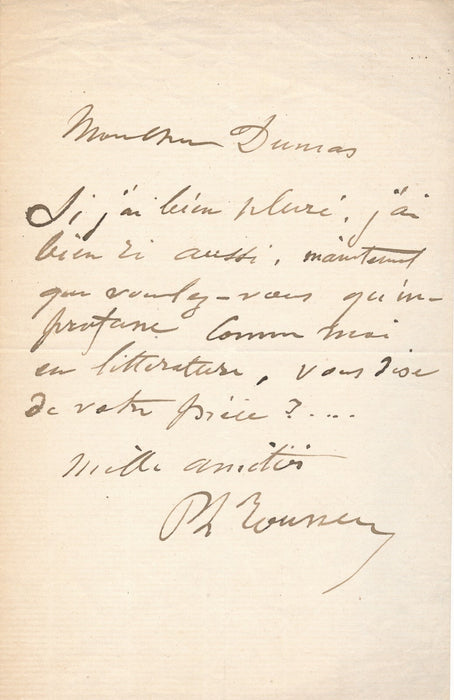 Philippe ROUSSEAU amusante lettre autographe signée envoyée à Alexandre DUMAS