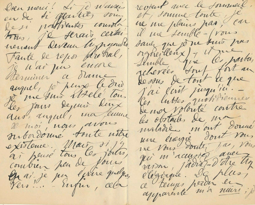 Auguste-Léon DORCHAIN Belle lettre autographe signée écriture maladie 8 pages