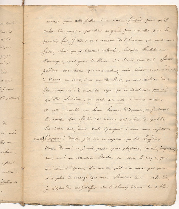 copie manuscrite 2 lettres Guiseppe Carpani Stendhal Haydine 1815 musique