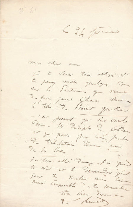 Louis Adrien HUART pour CHAM Pierrot Quaker pantomime lettre autographe signée