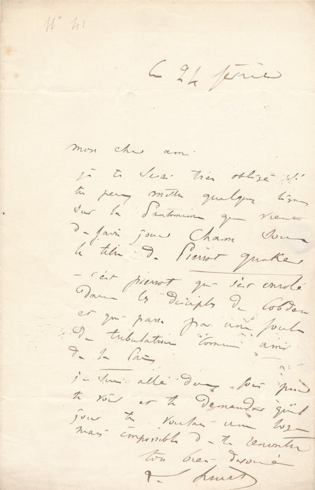 Louis Adrien HUART pour CHAM Pierrot Quaker pantomime lettre autographe signée