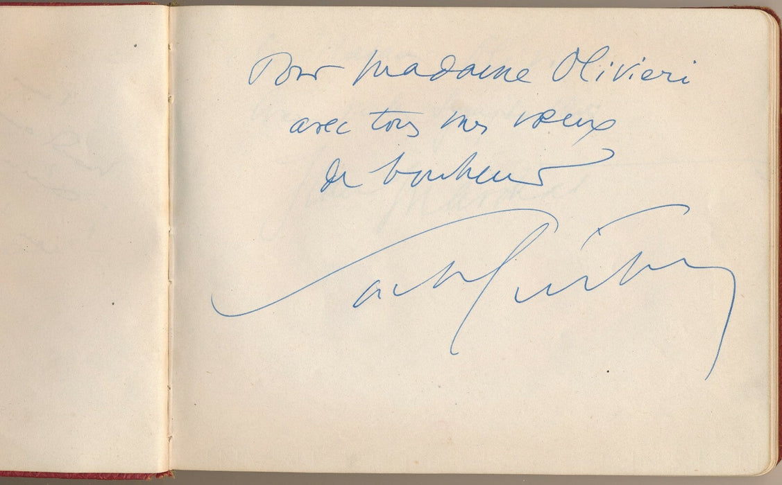 ALBUM AMICORUM 17 signatures Sacha Guitry Louis Jouvet Darrieux et 1 aquarelle