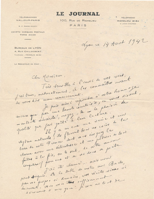 Ensemble autographes Louis Amade : Geo London Paul Fort René Clauss Bécaud