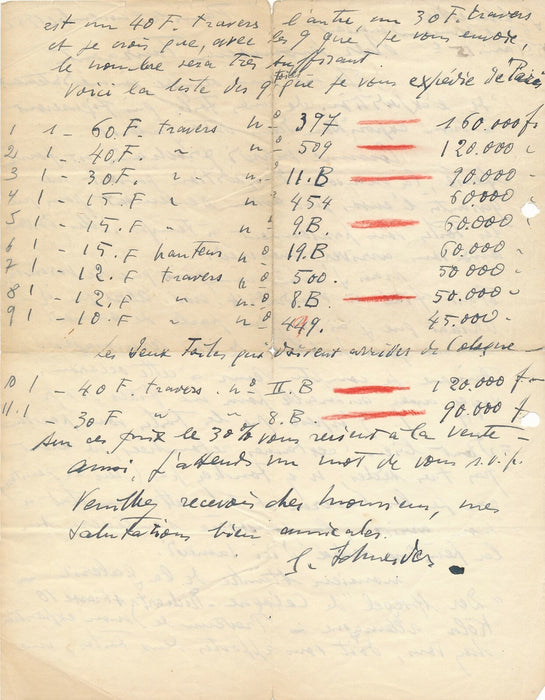 Gérard SCHNEIDER peintre suisse lettre autographe signée Galerie Ex-libris prix 