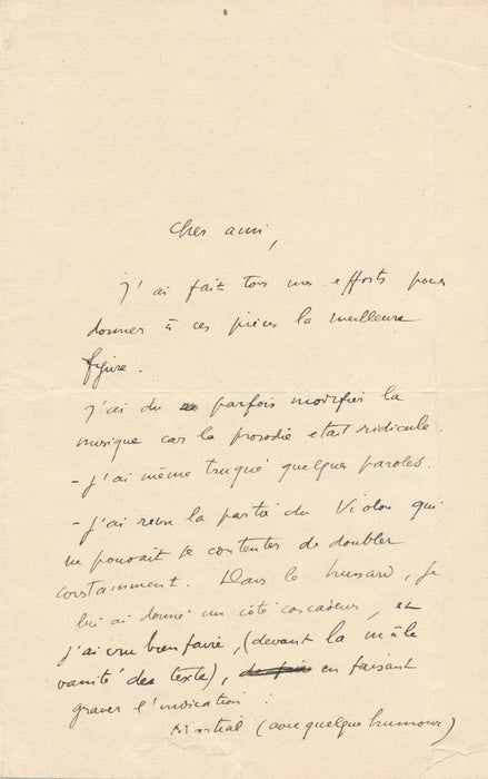 Marcel DELANNOY  "j’ai même truqué quelques paroles" lettre autographe musique