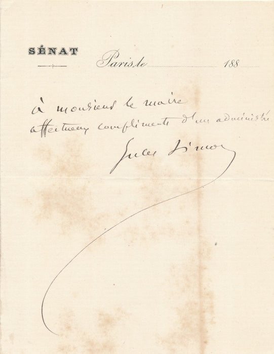 Jules Simon 2 lettres autographes signées contre les femmes à polytechnique !