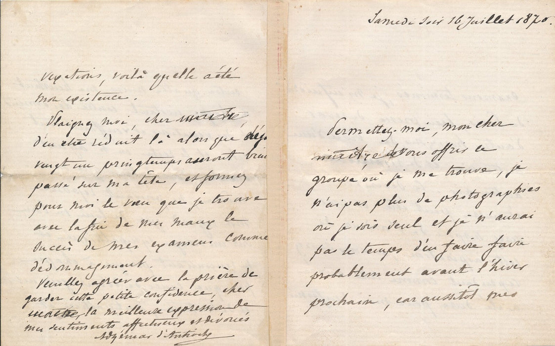 Adhémar d ANTIOCHE 3 lettres autographes signée Commune et guerre 1870 à d'Arsac