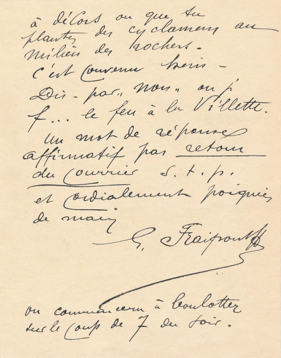 Gustave Fraipont 4 lettres autographes signées et 2 cartes Jambon Nadar humour