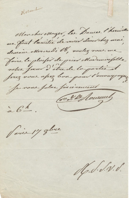 Claude du CAMPE DE ROSAMEL amiral invitation lettre autographe signée militaria