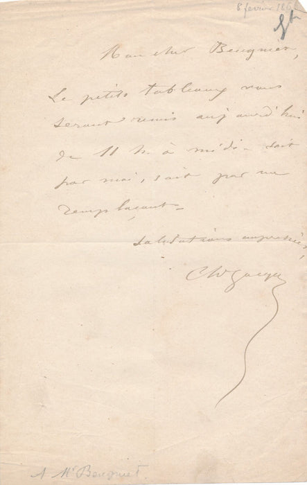 Charles JACQUE remet des petits tableaux lettre autographe signée Barbizon