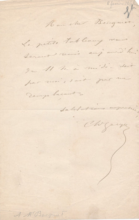 Charles JACQUE remet des petits tableaux lettre autographe signée Barbizon