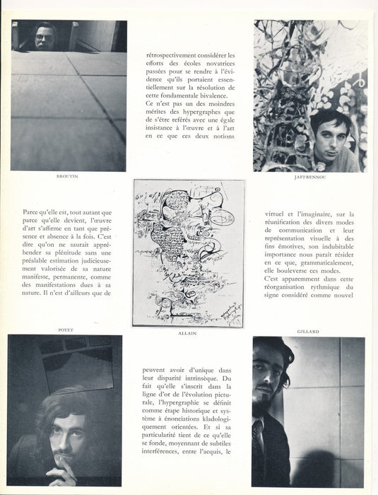 Aujourd’hui Le lettrisme et l’hypergraphie exposition galerie Stadler 1969