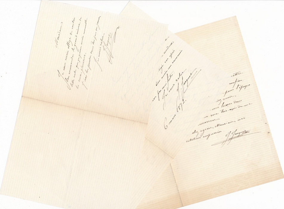 graveur Jules JACQUET 5 lettres autographes signées bel ensemble sur sa pratique