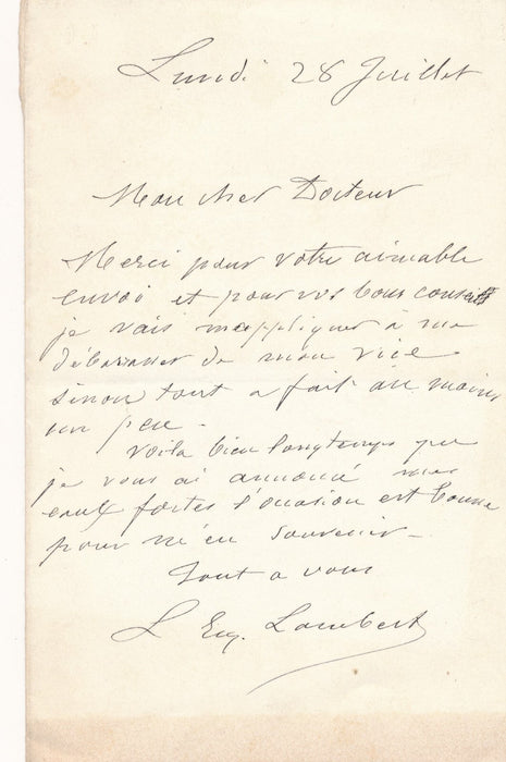 peintre animalier Eugène LAMBERT animal jolie bête 2 lettres autographe 1 carte