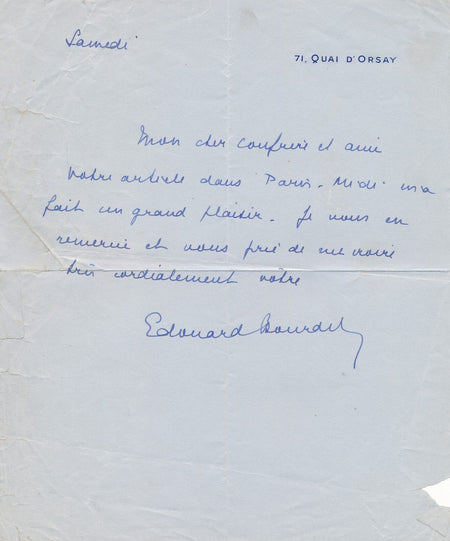 théâtre Edouard BOURDET lettre et carte autographe à Maurice Rostand
