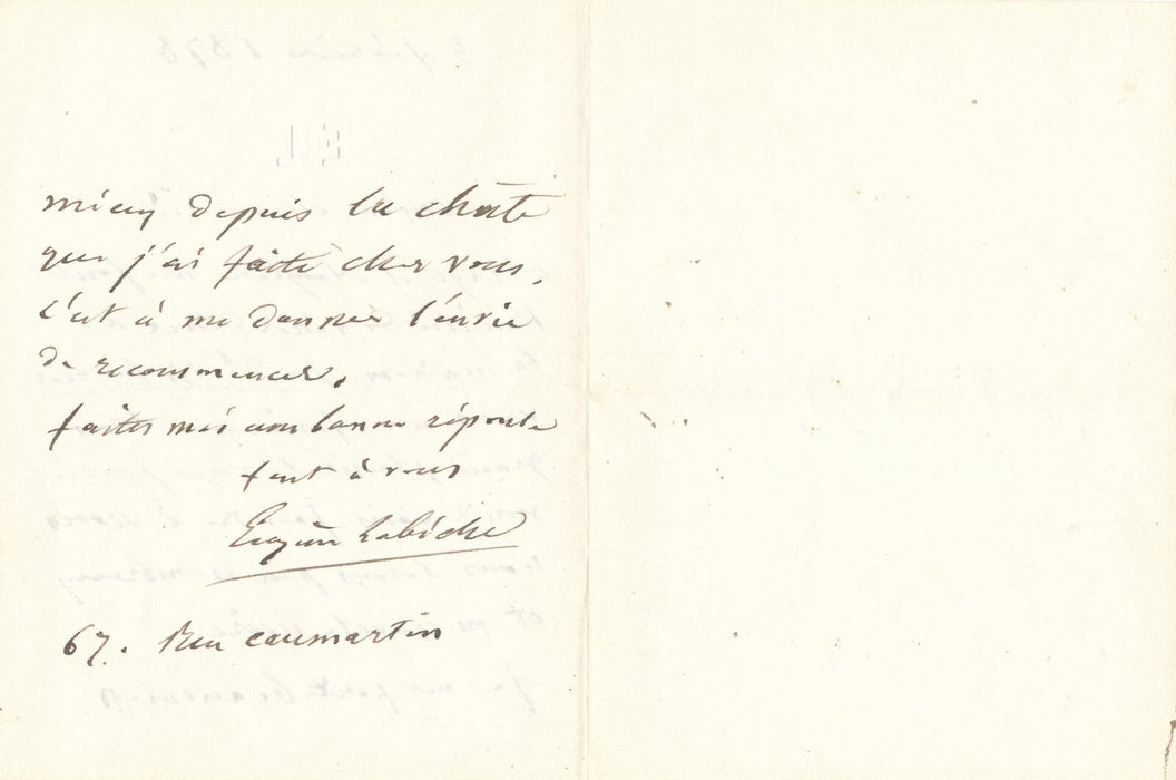 Eugène LABICHE invite Moreau-Chaslon Augier Arago cravate noire autographe signé