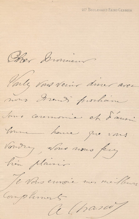 Monique ALLARD-CHARCOT fille de J. B Charcot lettre autographe signée