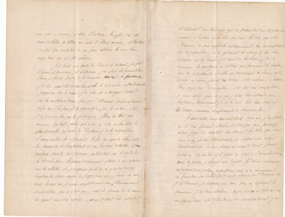 jeune A d AMBLY collège Rollin lettre autographe signée professeur d'Arsac 1871