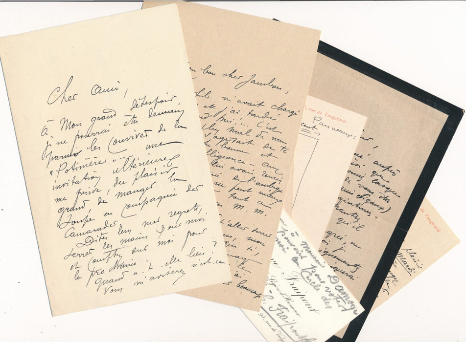 Gustave Fraipont 4 lettres autographes signées et 2 cartes Jambon Nadar humour