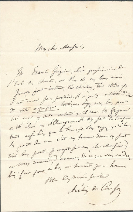 Aurélien de COURSON lettre signée une entrée pour un bal à l'hôtel de ville !