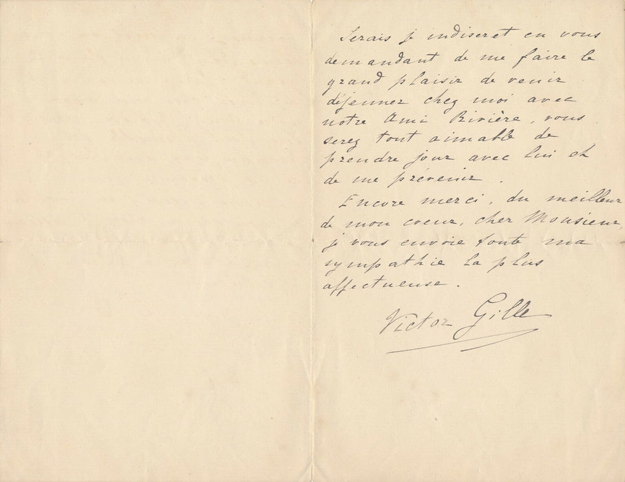 Victor GILLES pianiste lettre autographe signée Taponier Léo Delibes marraine