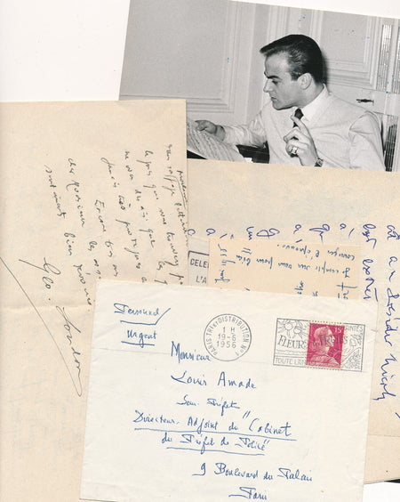 Ensemble autographes Louis Amade : Geo London Paul Fort René Clauss Bécaud