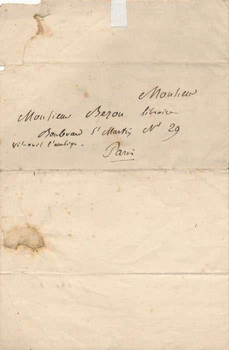 Eugène SCRIBE lettre autographe signée à un libraire Berou François-Esprit AUBER