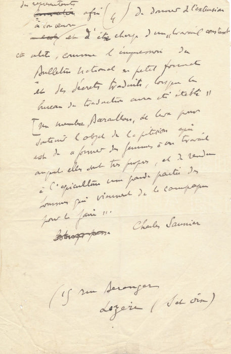 Charles Saunier critique d’art La Typographie et les femmes manuscrit signé