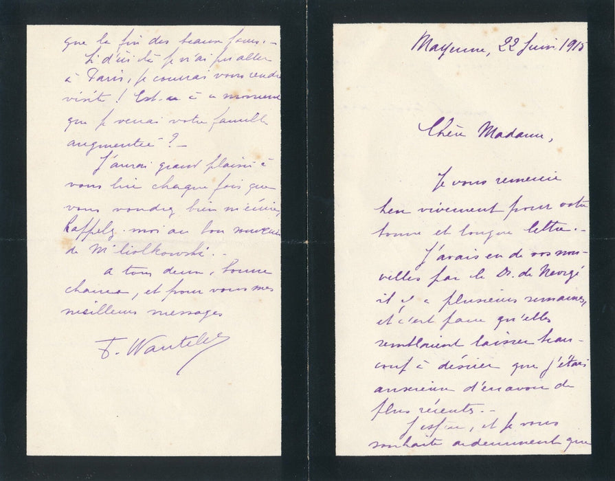 5 lettres autographes adressées à critique art Muriel CIOLKOWSKA Rodin
