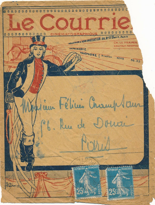 Charles Le FRAPER Courrier cinématographique lettre autographe signée Champsaur