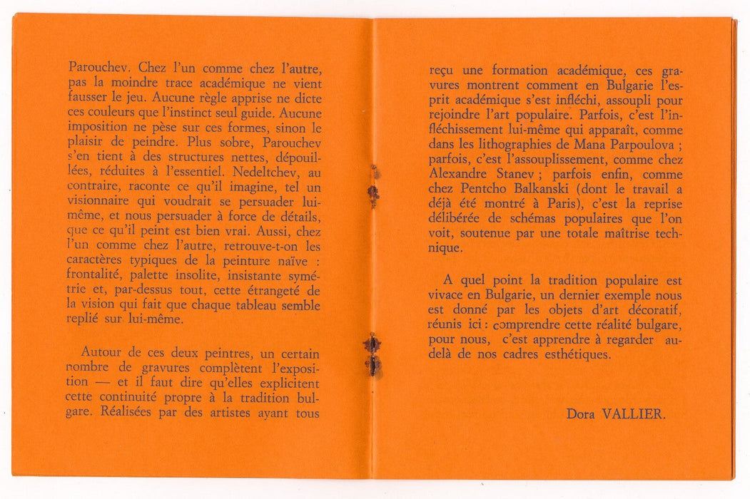 art Maîtres populaires bulgares Galérie Séraphine livret exposition 1975 Vallier