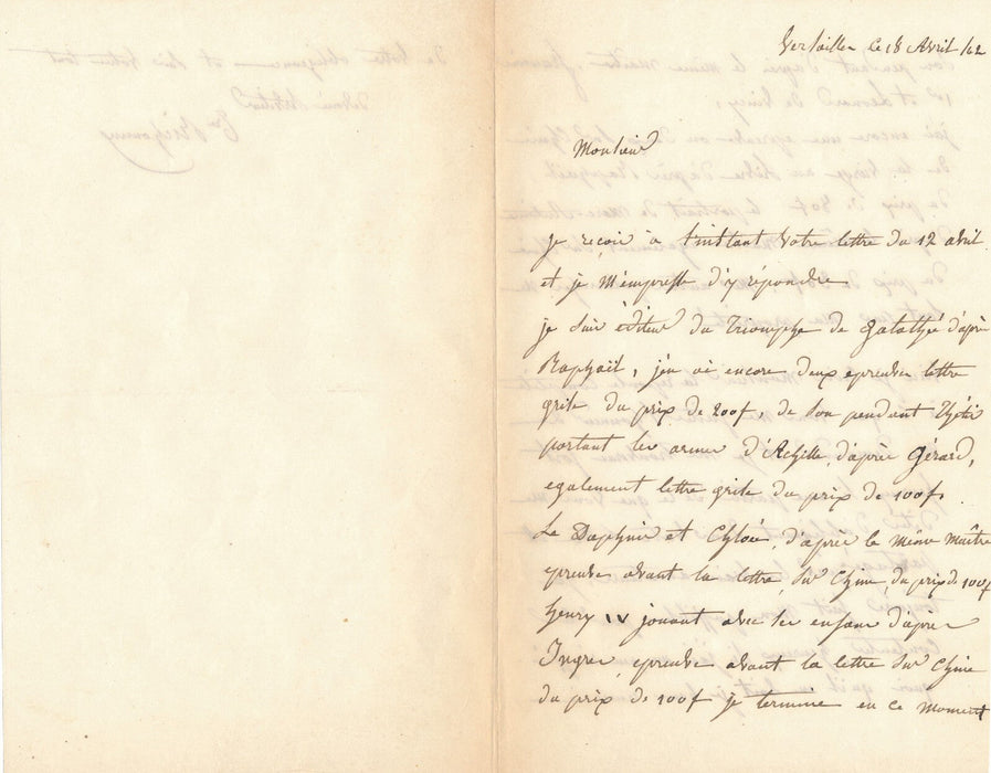 Théodore RICHOMME des gravures à vendre lettre autographe signée