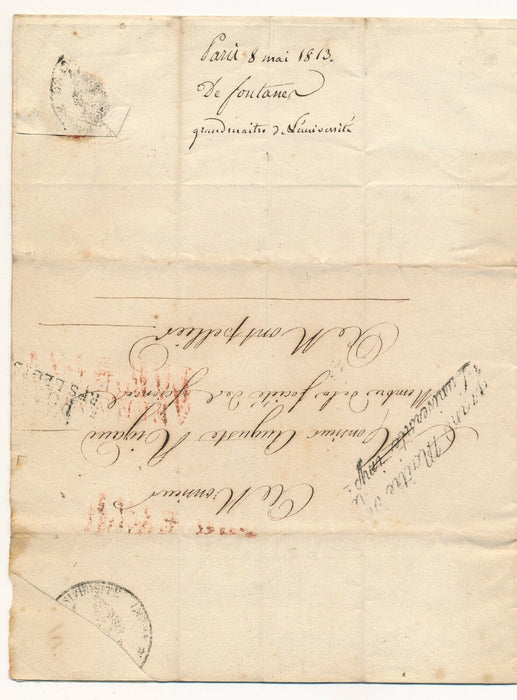 Louis de FONTANES à Auguste RIGAUD Université impériale 1813 lettre signée