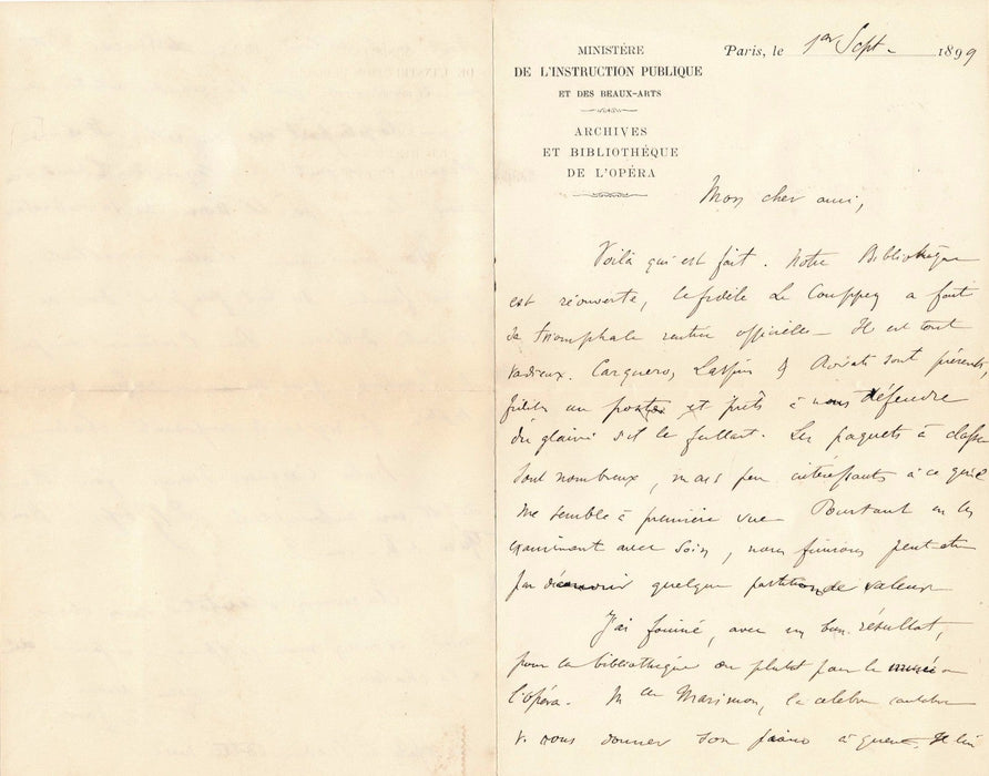 Marimon Antoine Banès bibliothèque Opéra 3 lettres autographes Alboni piano