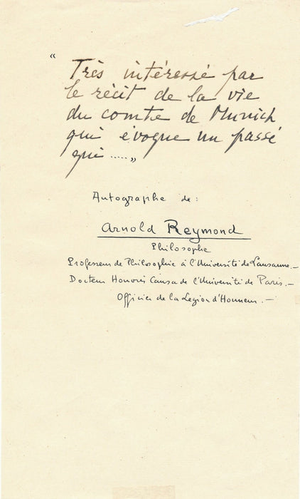 Arnold REYMOND pasteur religion philosophe 2 cartes autographe