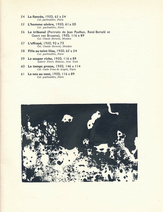 Jean DUBUFFET Catalogue de l’exposition, Cercle Volney, 1954 Mourlot