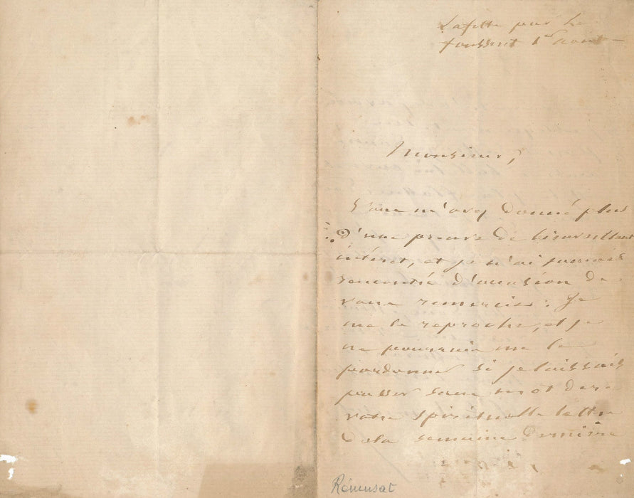 Charles de Rémusat lettre autographe signée politique philosophe